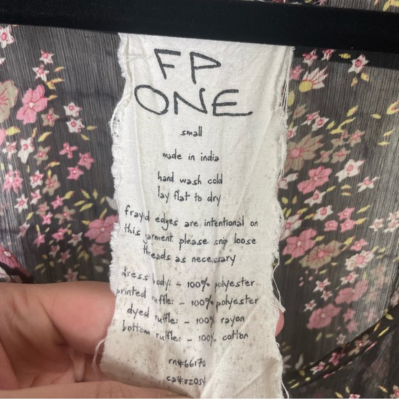 Free People Avery Slip Dress Sheer Floral Distressed Ruffle Hem Petticoat Dress - Picture 12 of 12